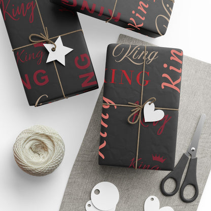 King, All Wrapped-up Wrapping Papers with Red text