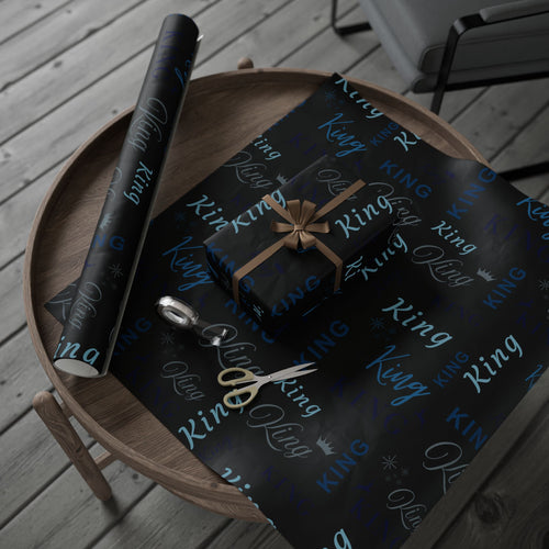 King, All Wrapped-up Wrapping Papers with Blue text