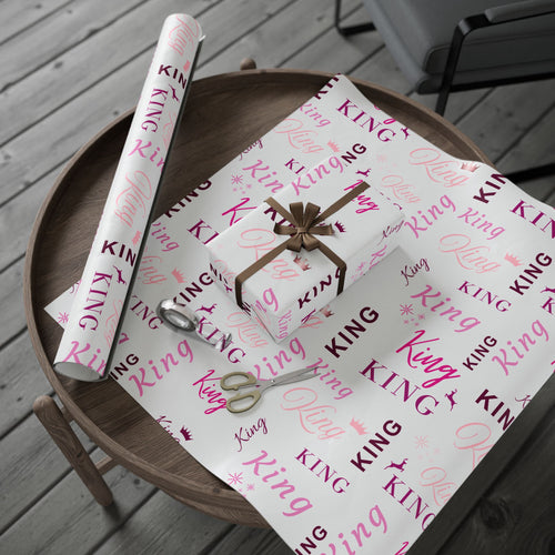 King, All Wrapped-up Wrapping Papers with Pink text