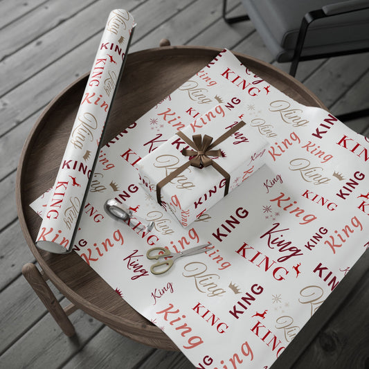 King, All Wrapped-up Wrapping Paper with Red text