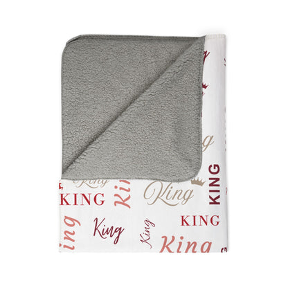 King, All Wrapped-up Fleece Sherpa Blanket with Red Text