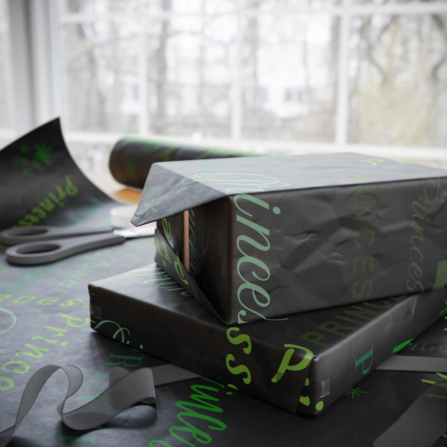 Princess, All Wrapped-up Wrapping Papers with Green text