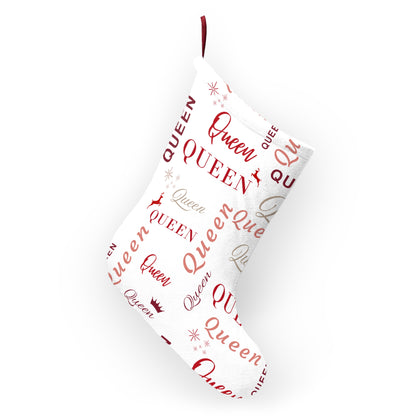 Christmas Stocking - Queen, All Wrapped-up with Red text