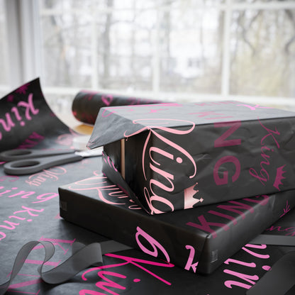 King, All Wrapped-up Wrapping Papers with Pink text