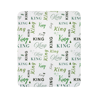 King, All Wrapped-up Fleece Sherpa Blanket with Green text