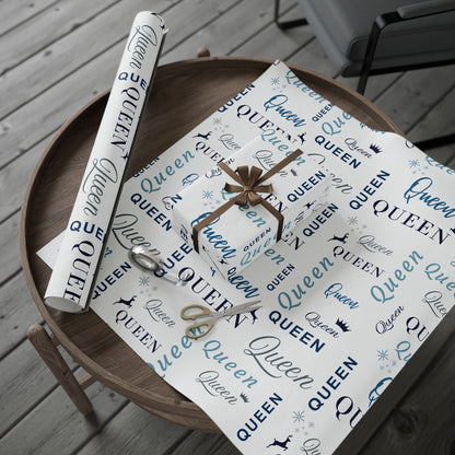 Queen, All Wrapped-up Wrapping Papers with Blue text