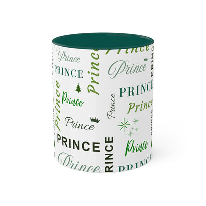 Coffee Mug - Prince Accent Mug with Green Text, 11oz Colorful Mug