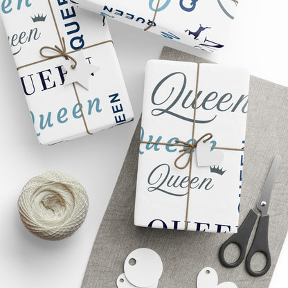 Queen, All Wrapped-up Wrapping Papers with Blue text