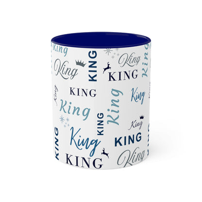 Coffee Mug - King Accent Mug with Blue Text, 11oz Colorful Mug