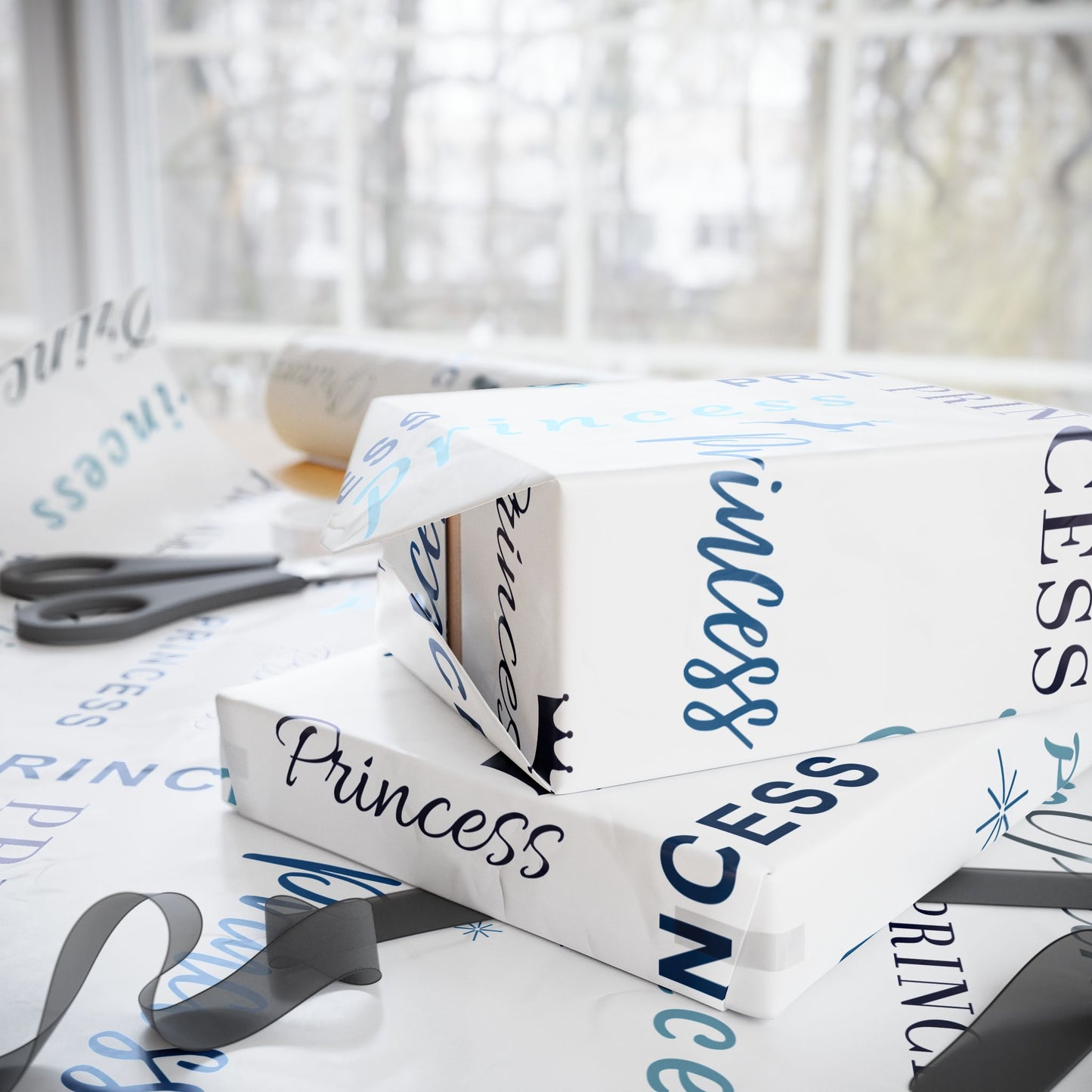 Princess, All Wrapped-up Wrapping Papers with Blue text