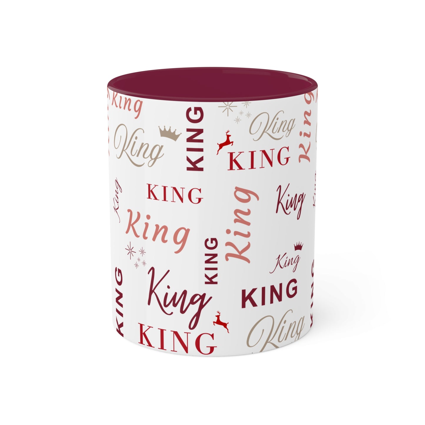 Coffee Mug - King Accent Mug with Red Text, 11oz Colorful Mug