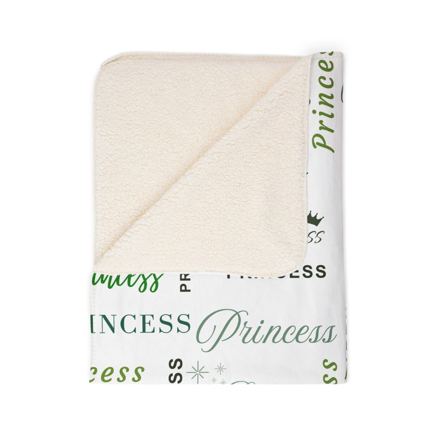 Princess, All Wrapped-up Fleece Sherpa Blanket with Green text