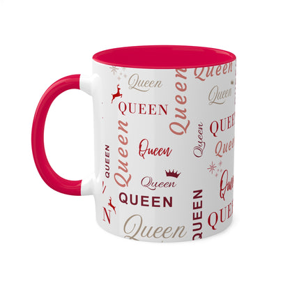 Coffee Mug - Queen Accent Mug with Red Text, 11oz Colorful Mug