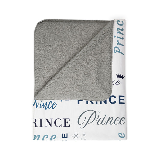 Prince, All Wrapped-up Fleece Sherpa Blanket with Blue text