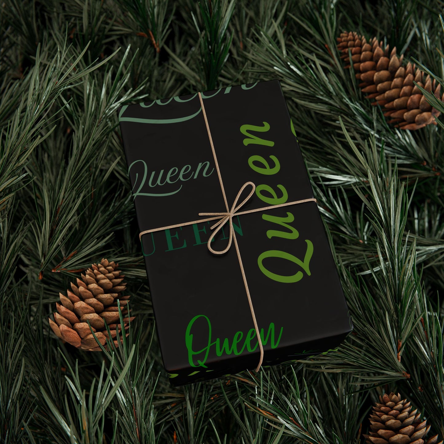 Queen, All Wrapped-up Wrapping Papers with Green text