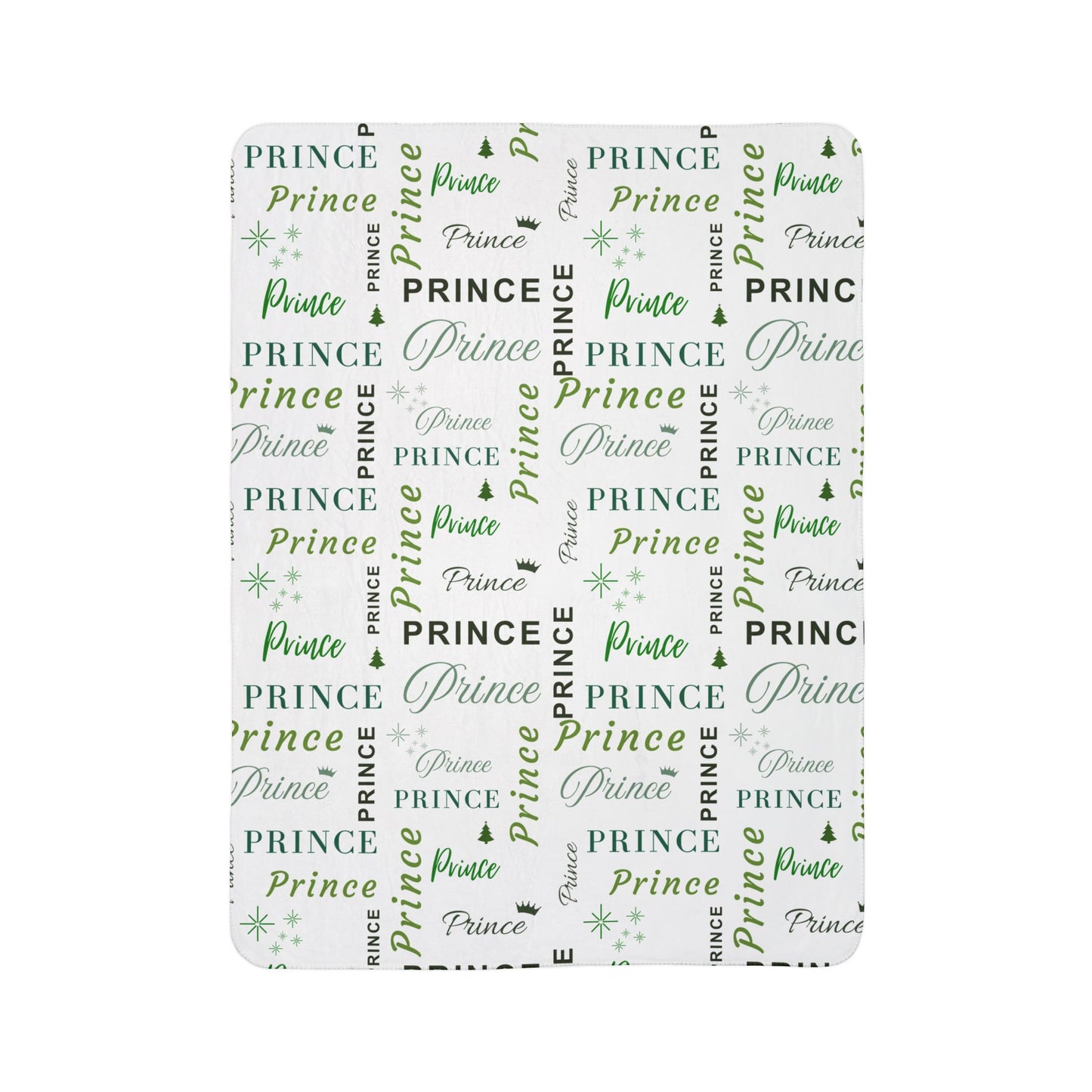 Prince, All Wrapped-up Fleece Sherpa Blanket with Green text