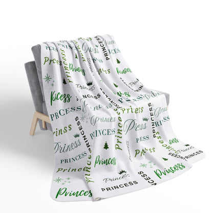 Princess, All Wrapped-up Fleece Sherpa Blanket with Green text