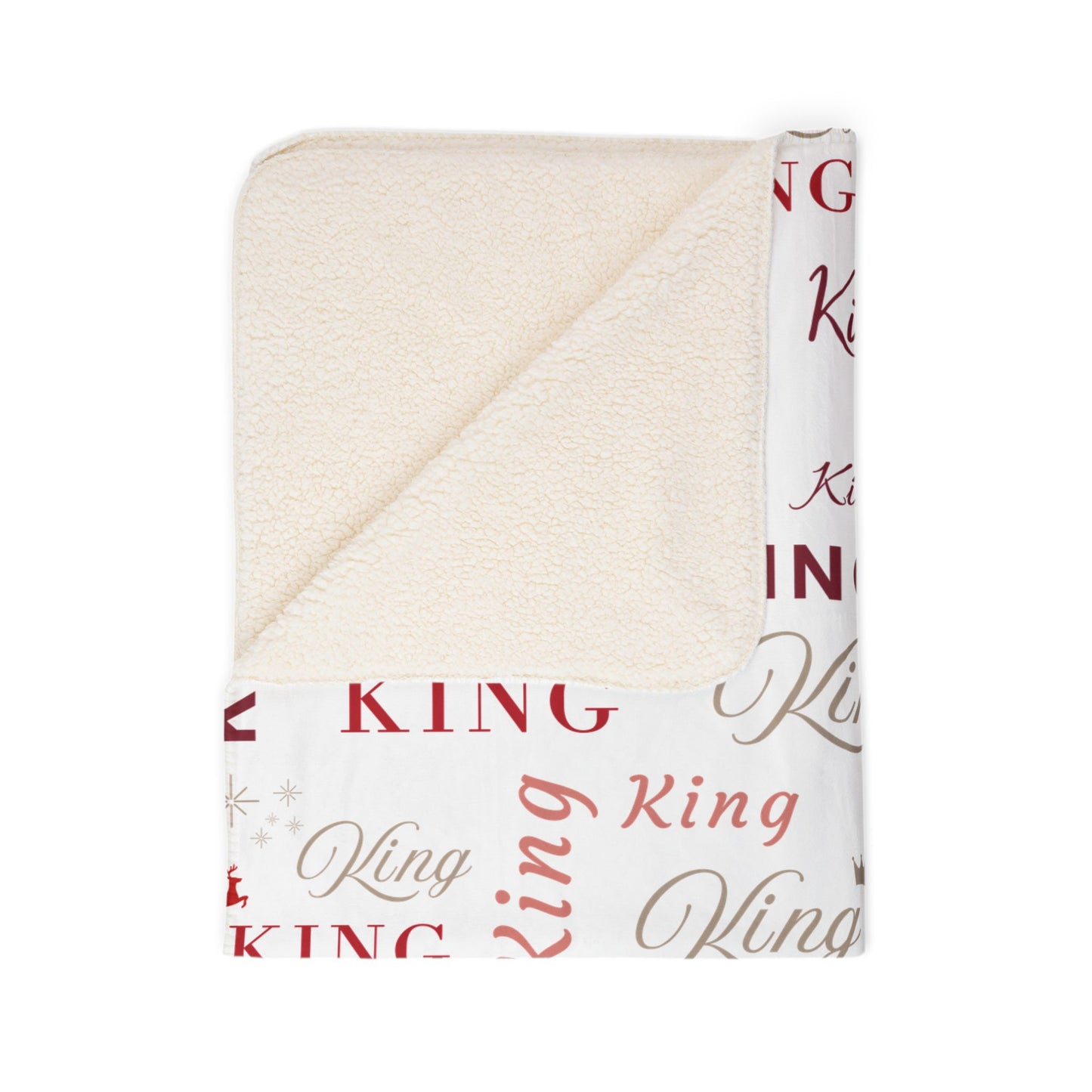 King, All Wrapped-up Fleece Sherpa Blanket with Red Text