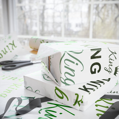 King, All Wrapped-up Wrapping Papers with Green text