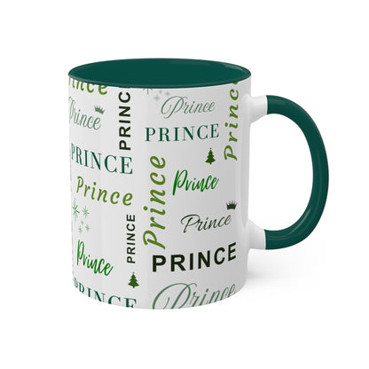 Coffee Mug - Prince Accent Mug with Green Text, 11oz Colorful Mug