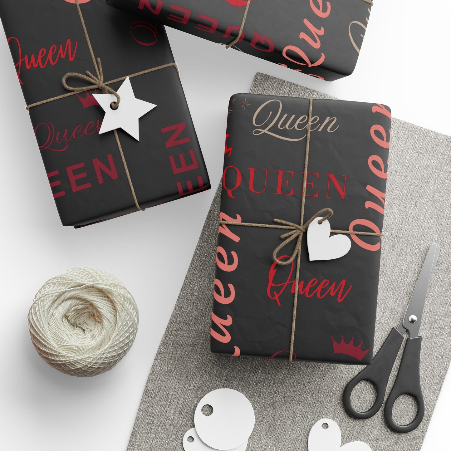 Queen, All Wrapped-up Wrapping Papers with Red text