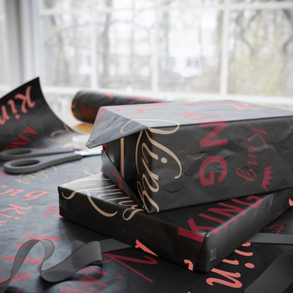 King, All Wrapped-up Wrapping Papers with Red text