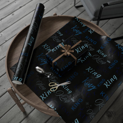 King, All Wrapped-up Wrapping Papers with Blue text