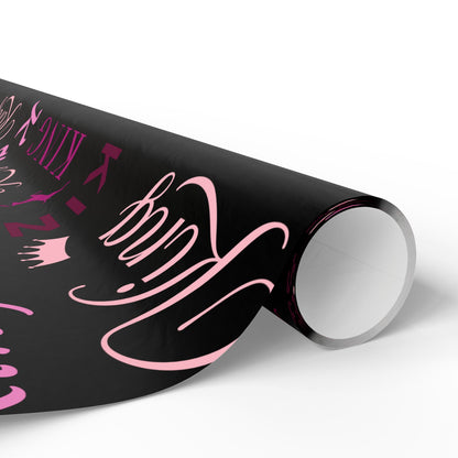 King, All Wrapped-up Wrapping Papers with Pink text