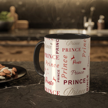 Coffee Mug - Prince Accent Mug with Red Text, 11oz Colorful Mug