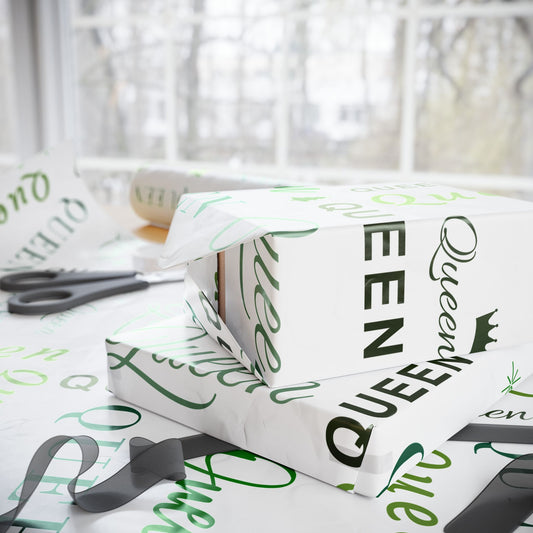 Queen, All Wrapped-up Wrapping Papers with Green text