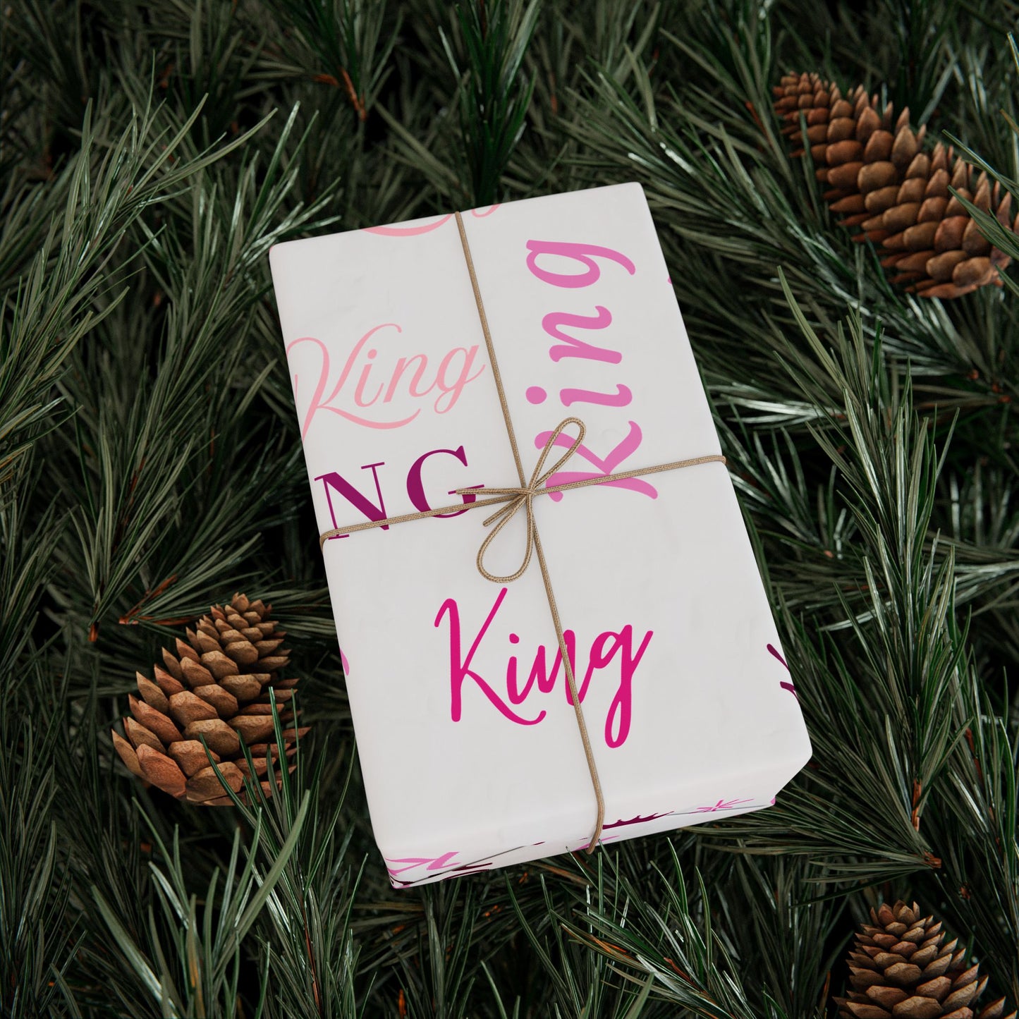 King, All Wrapped-up Wrapping Papers with Pink text