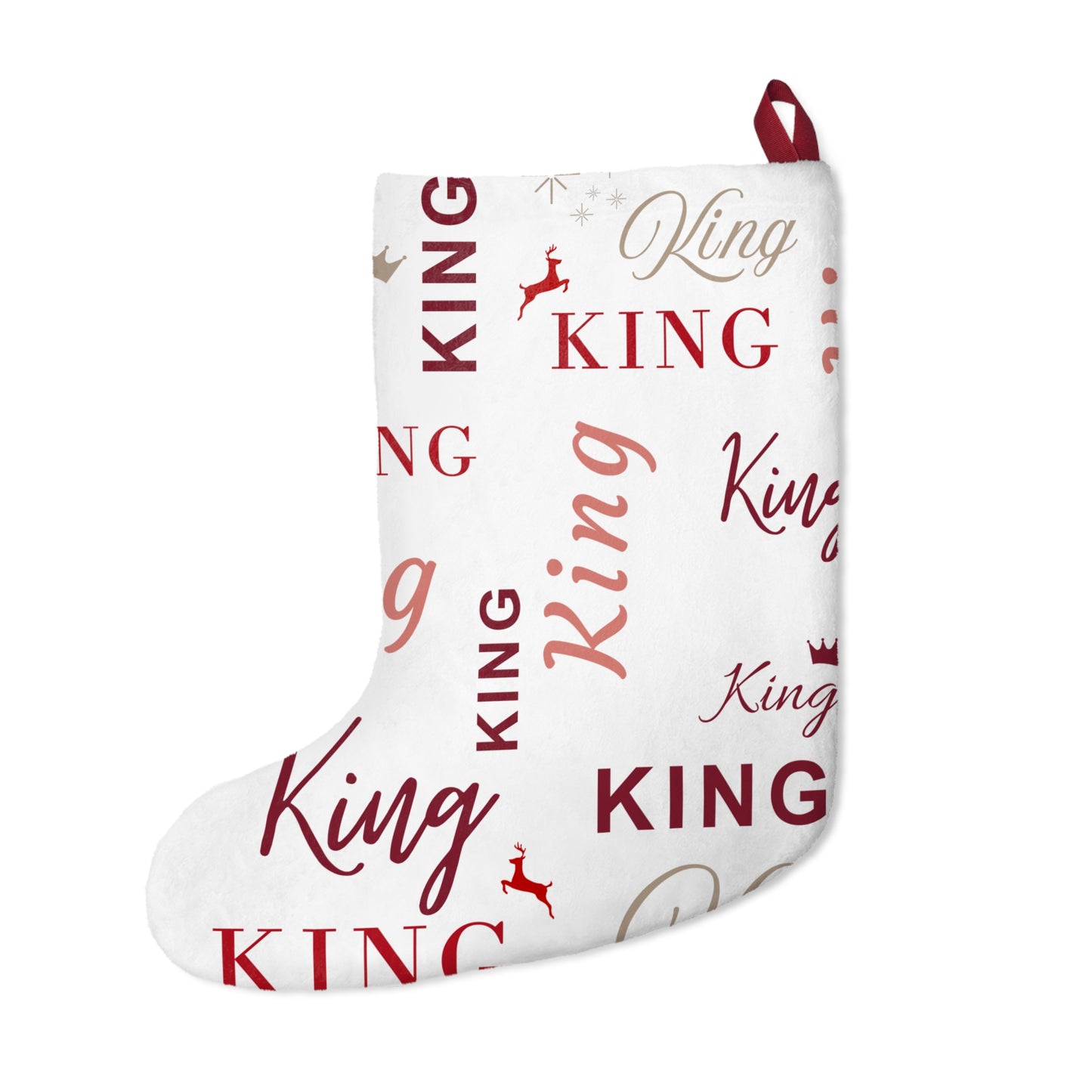 Christmas Stocking - King All Wrapped-up with Red text