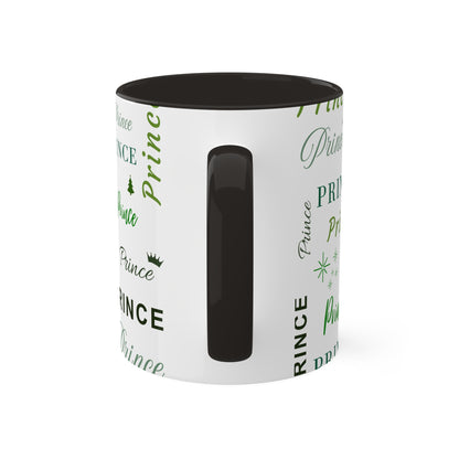 Coffee Mug - Prince Accent Mug with Green Text, 11oz Colorful Mug