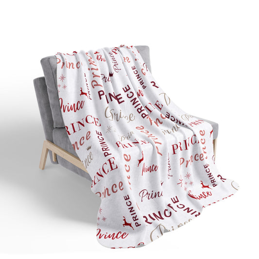 Prince, All Wrapped-up Fleece Sherpa Blanket with Red text