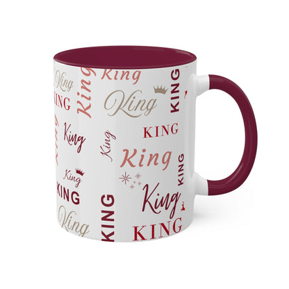 Coffee Mug - King Accent Mug with Red Text, 11oz Colorful Mug