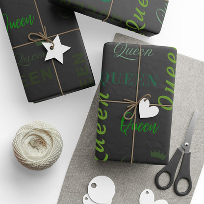 Queen, All Wrapped-up Wrapping Papers with Green text