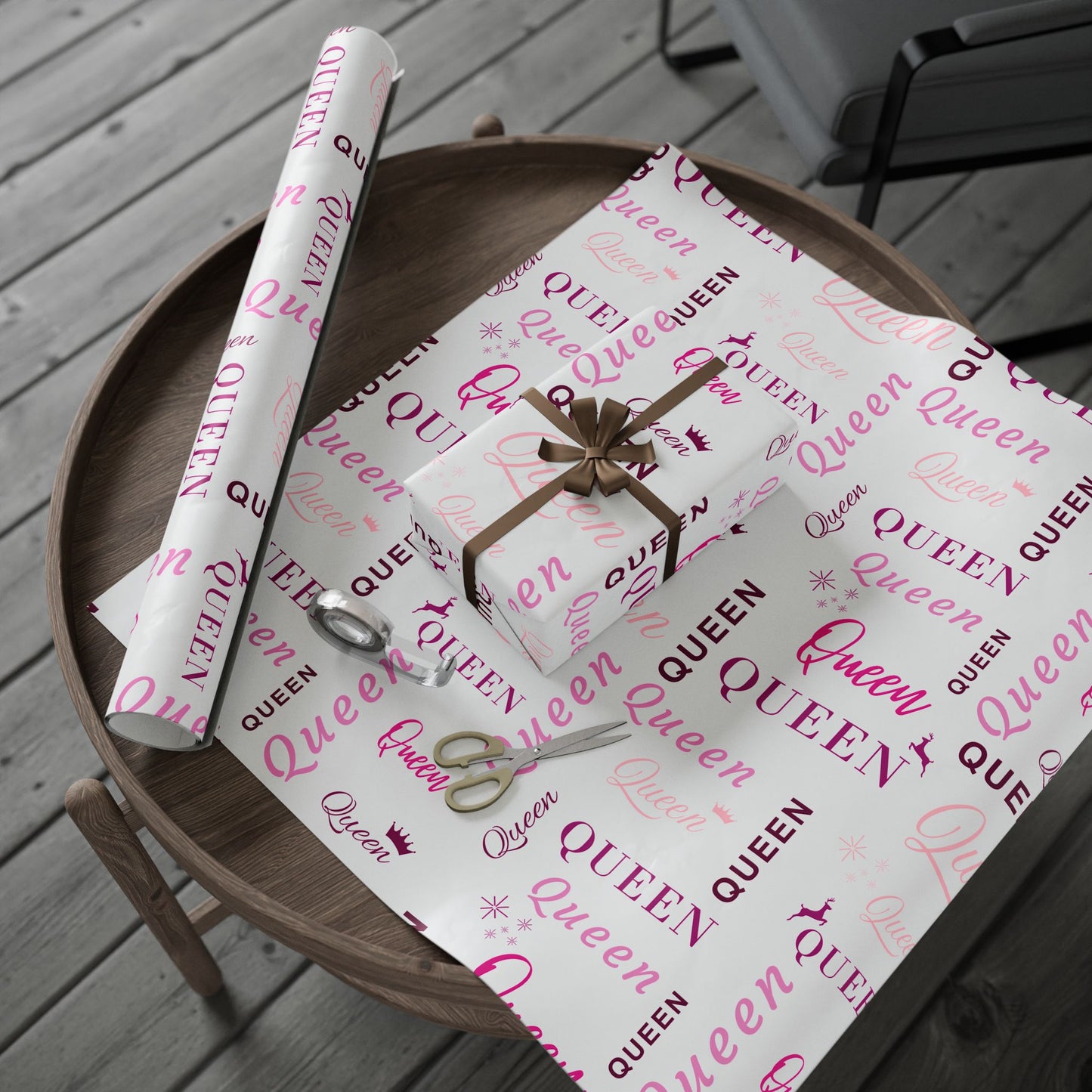 Queen, All Wrapped-up Wrapping Papers with Pink text