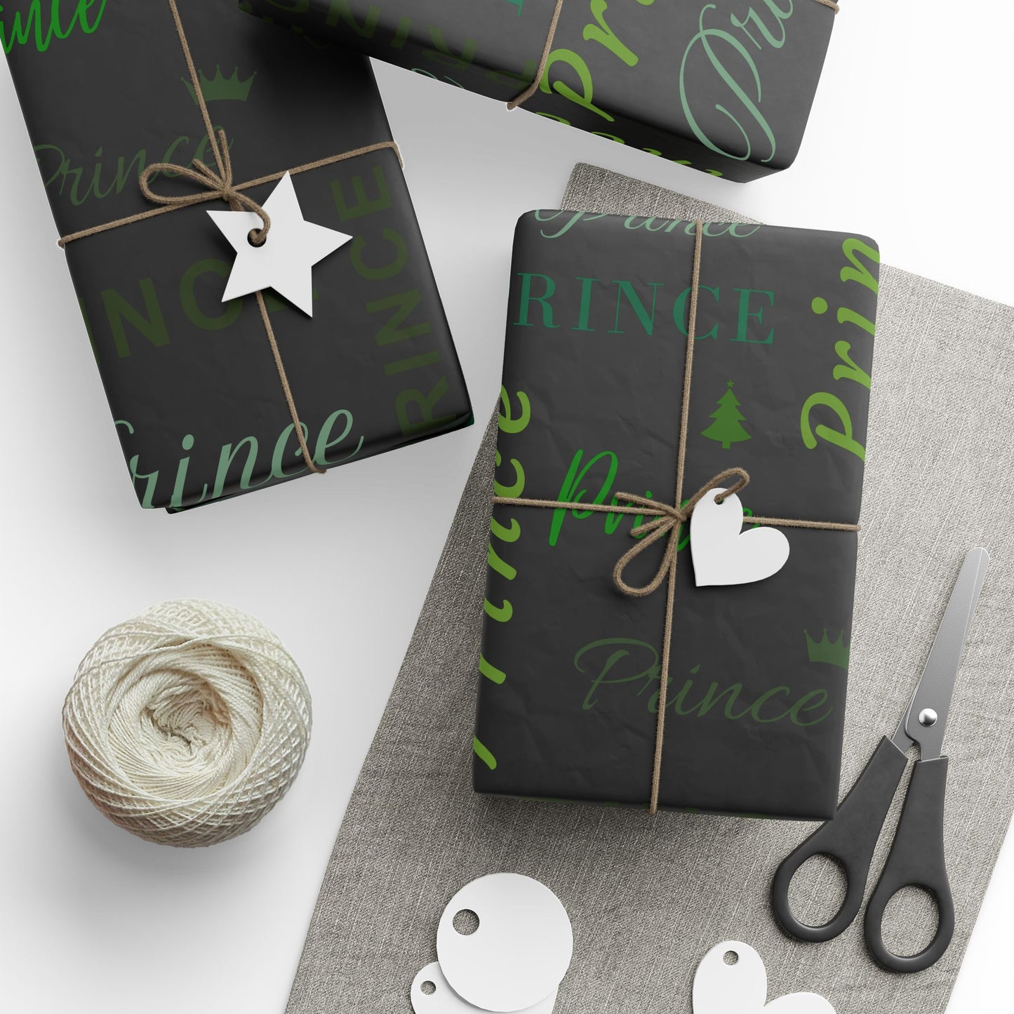 Prince, All Wrapped-up Wrapping Papers with Green text