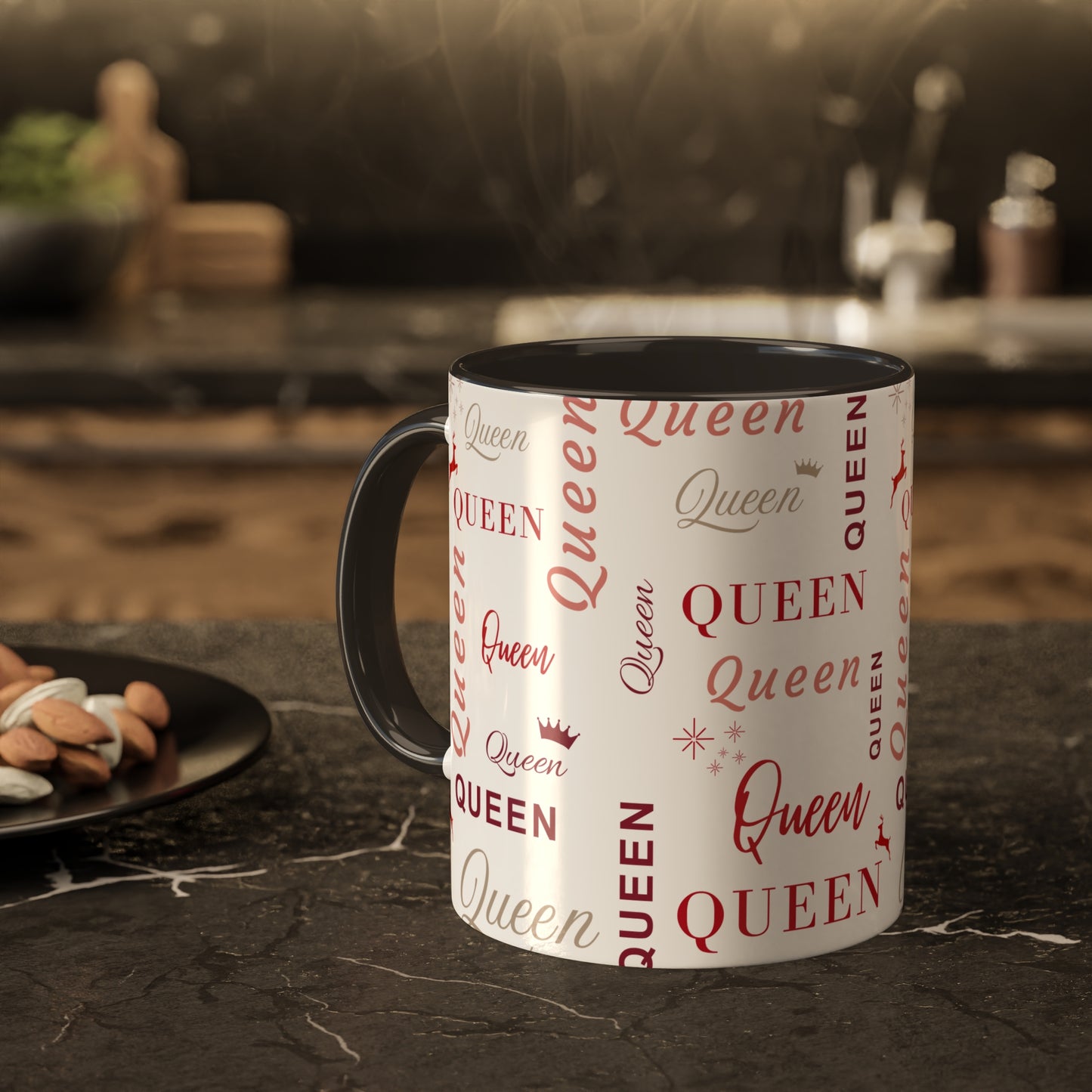 Coffee Mug - Queen Accent Mug with Red Text, 11oz Colorful Mug