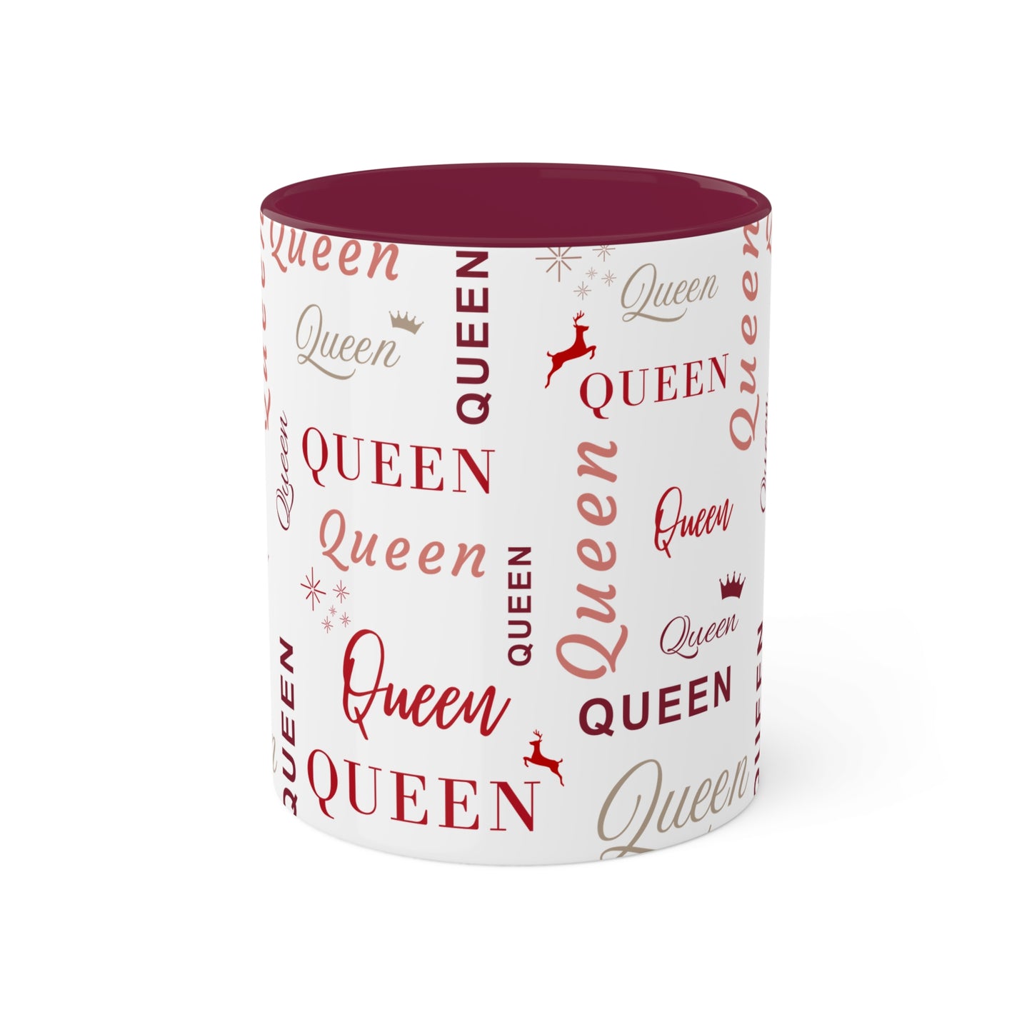 Coffee Mug - Queen Accent Mug with Red Text, 11oz Colorful Mug