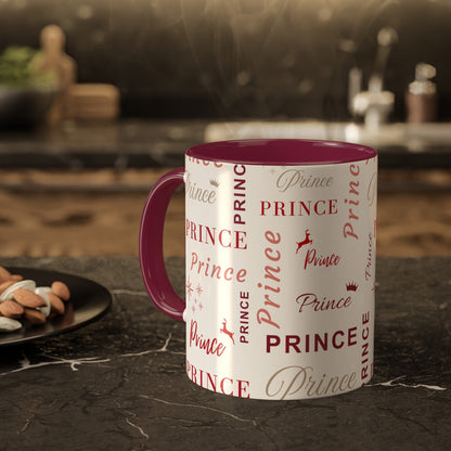 Coffee Mug - Prince Accent Mug with Red Text, 11oz Colorful Mug