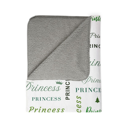 Princess, All Wrapped-up Fleece Sherpa Blanket with Green text