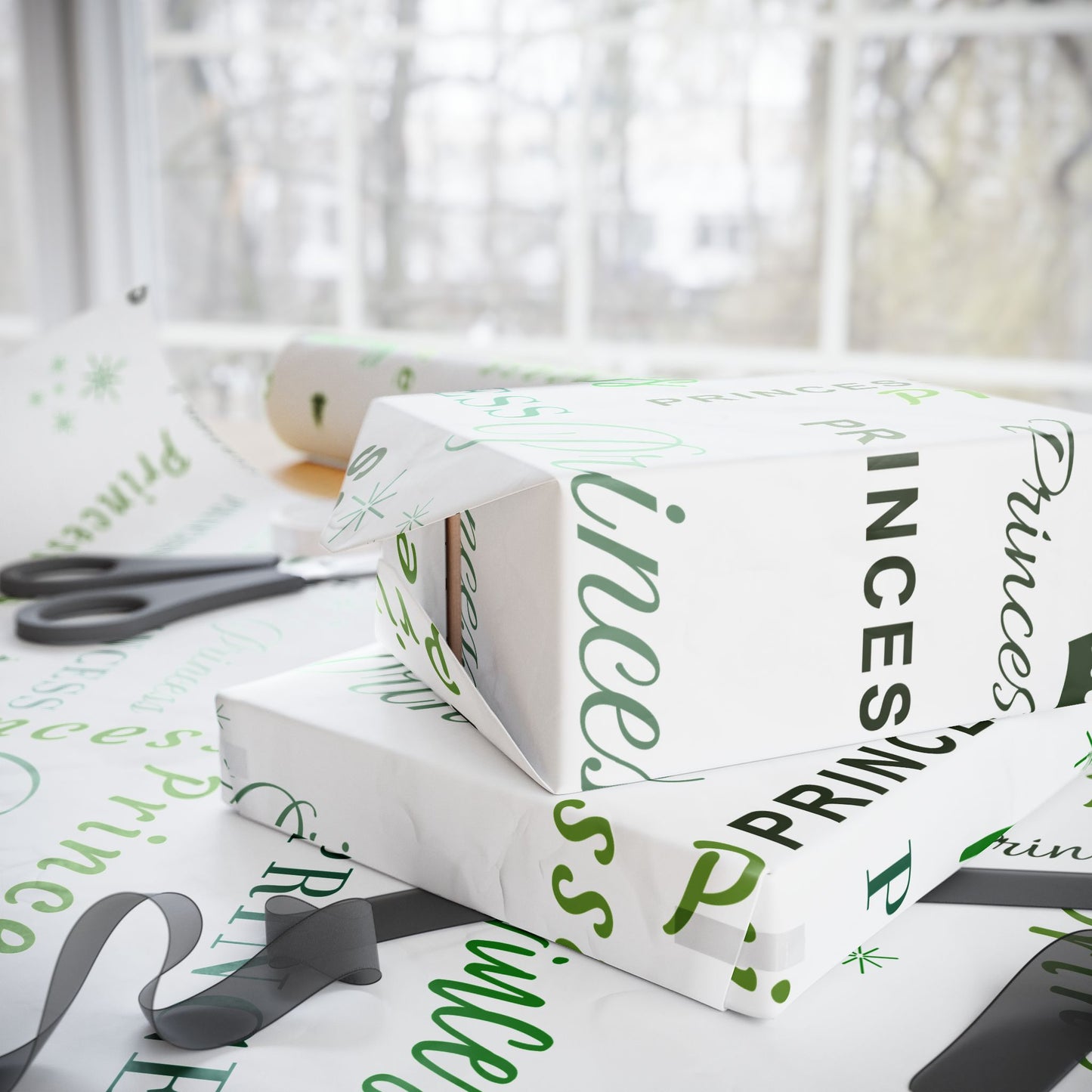 Princess, All Wrapped-up Wrapping Papers with Green text