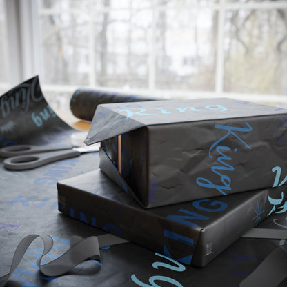 King, All Wrapped-up Wrapping Papers with Blue text