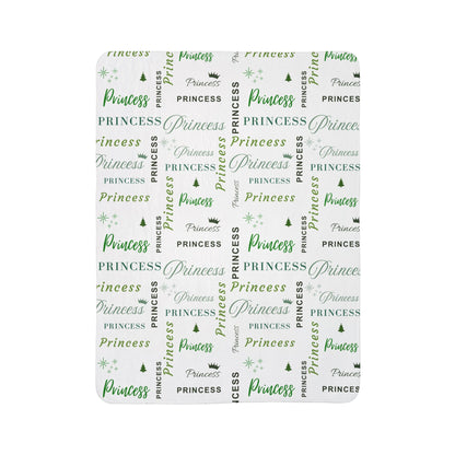 Princess, All Wrapped-up Fleece Sherpa Blanket with Green text