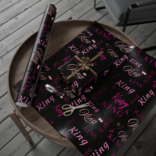 King, All Wrapped-up Wrapping Papers with Pink text