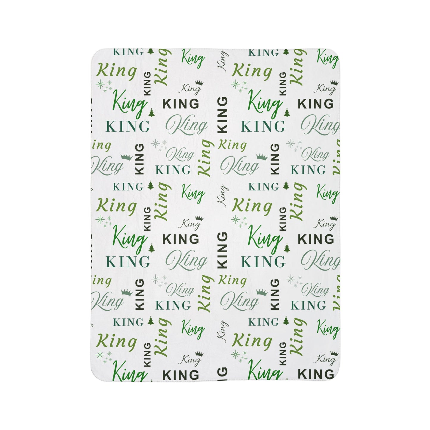 King, All Wrapped-up Fleece Sherpa Blanket with Green text