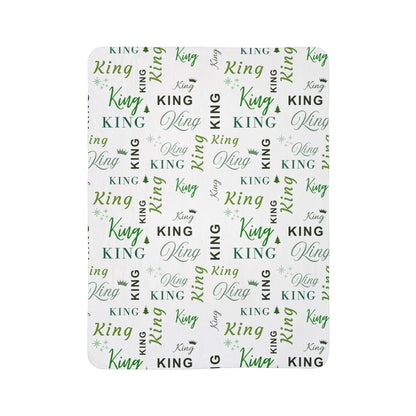 King, All Wrapped-up Fleece Sherpa Blanket with Green text