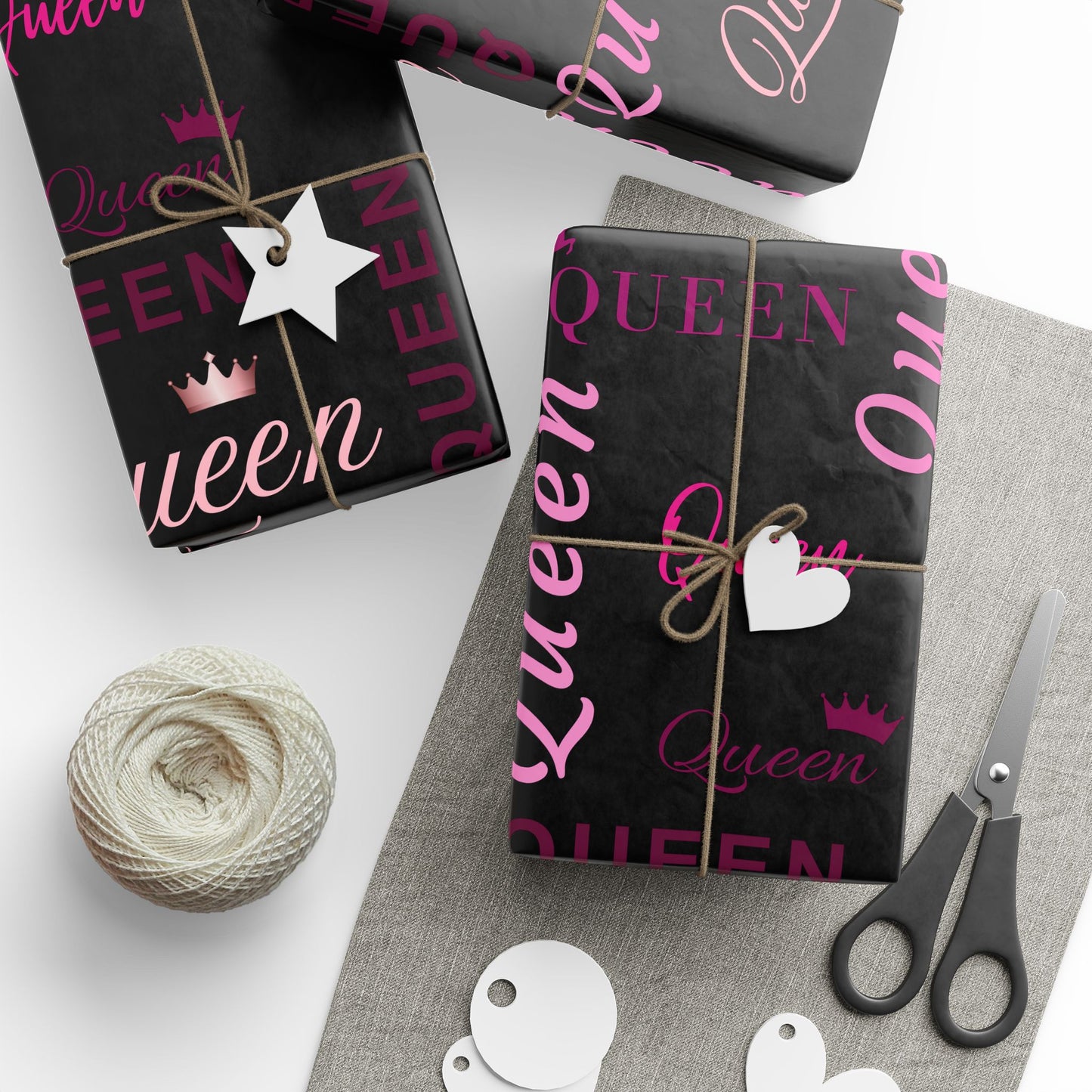 Queen, All Wrapped-up Wrapping Papers with Pink text