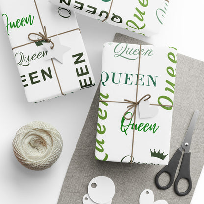 Queen, All Wrapped-up Wrapping Papers with Green text